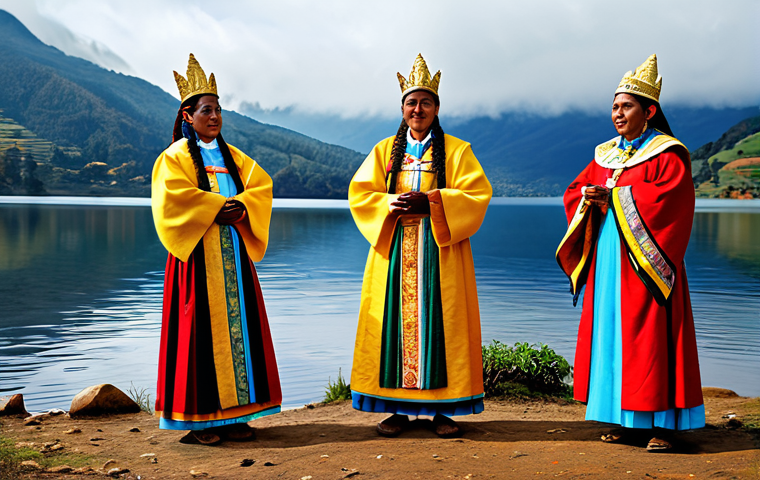 **Prompt:** "A vibrant depiction of the Muisca people performing a golden ritual at Lake Guatavita, fully clothed in traditional attire, offering gold to their gods, misty mountain background, perfect anatomy, correct proportions, natural pose, safe for work, appropriate content, professional, modest, family-friendly, high-quality illustration"