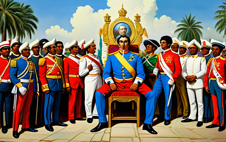 시몬 볼리바르 생애 - **Prompt:** A bustling town square scene in Caracas, Venezuela, depicting Simon Bolivar giving a pas...