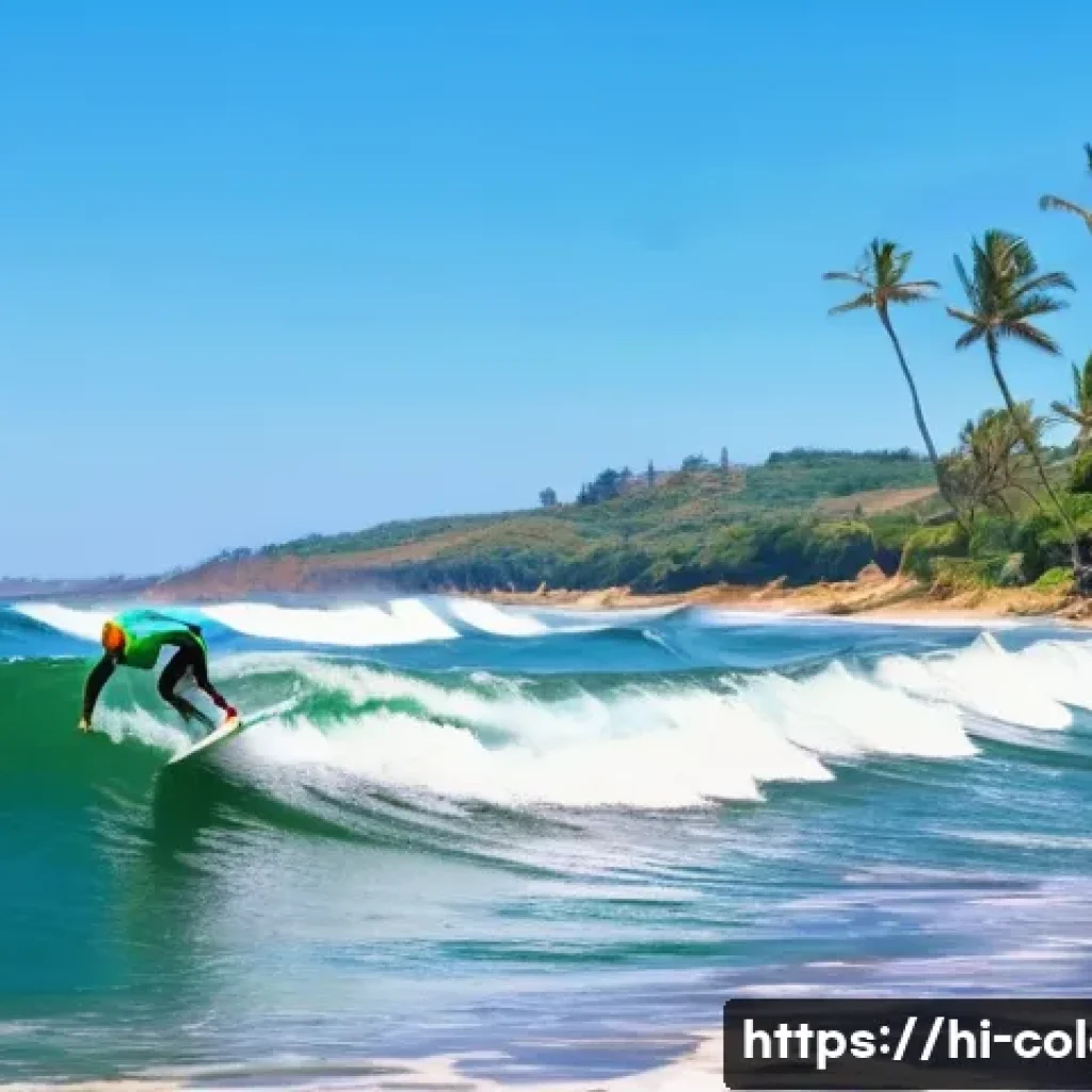 콜롬비아에서 서핑하기 좋은 곳 - A vibrant coastal scene at Punta Galina, Colombia, featuring medium-sized, stable waves ideal for be...