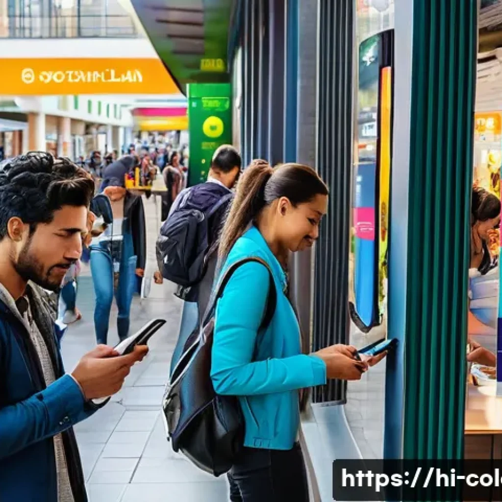 콜롬비아에서 신용카드 사용 가능 여부 - A bustling urban scene in Bogot&aacute;, Colombia, showcasing diverse people using credit cards and mobile ...